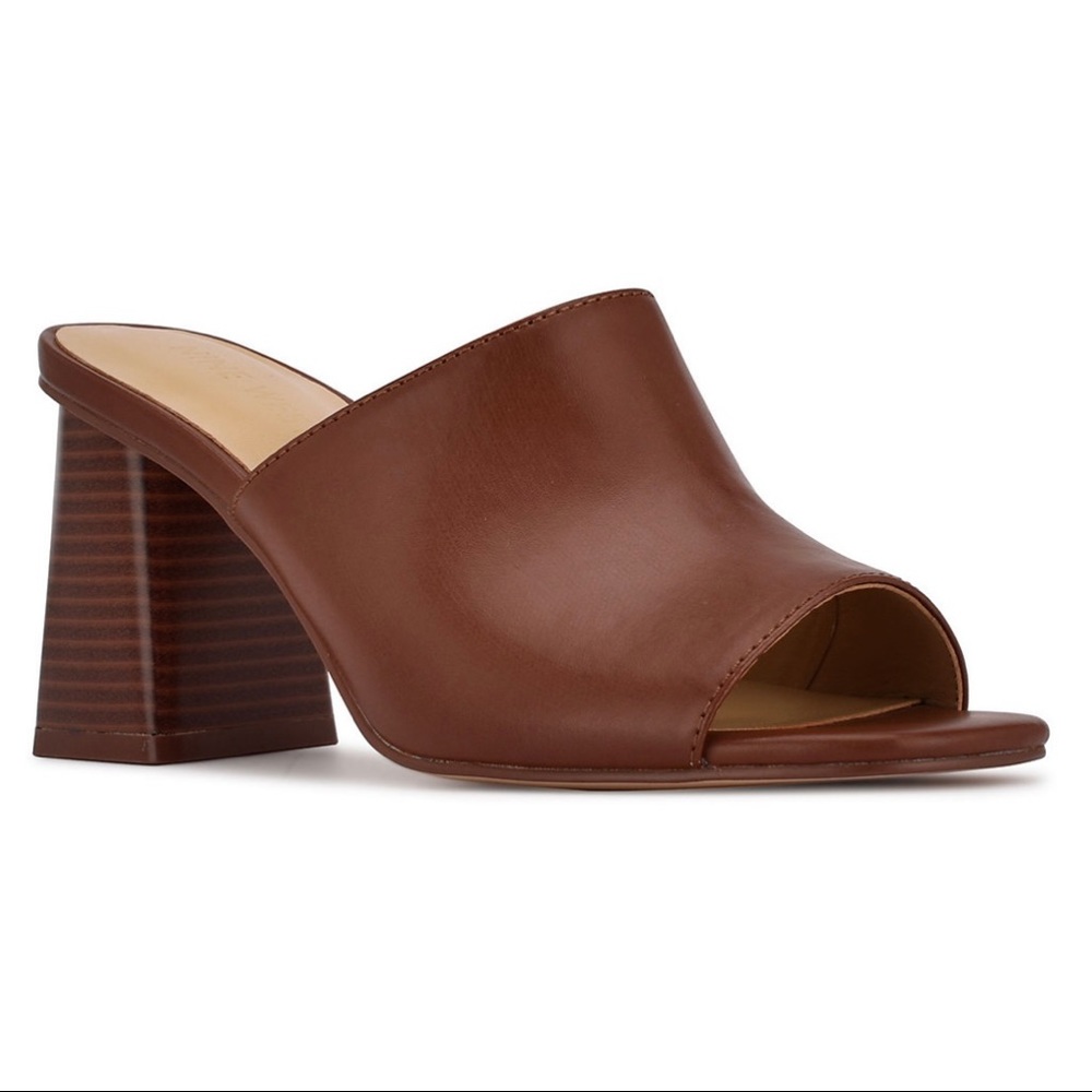 🎉HP🎉 Nine West Wylow Women's Heeled Slide Sandals in Rich Coffee Color